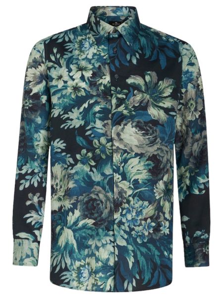 Etro Shirt with Floral Print - Navy Blue