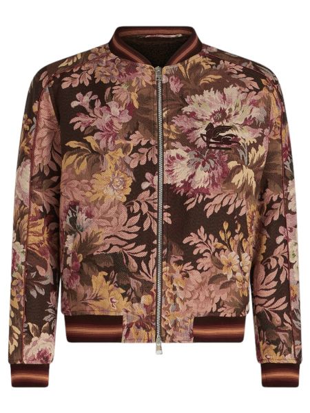 Etro Floral Bomber Jacket with Intarsia - Brown