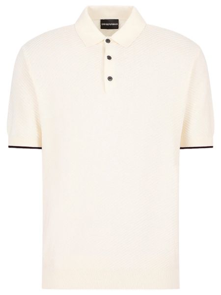 Emporio Armani Patterned Knit Polo-Shirt - Beige