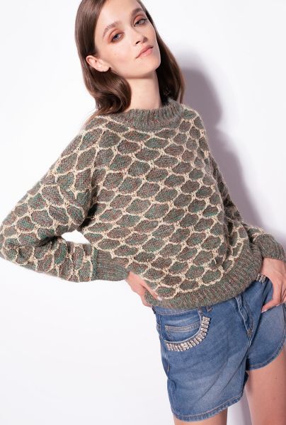 Pinko Knitted Sweater - Verde Cuoio Grigio
