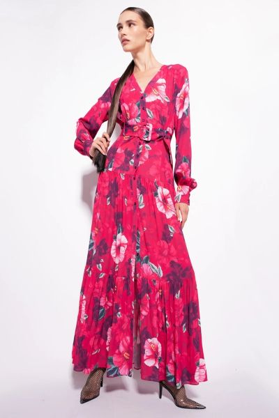 Pinko Long Shirt Dress With Hibiscus Print