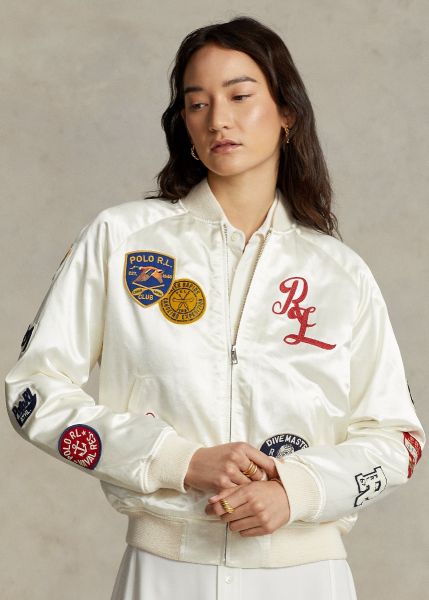 Ralph Lauren Patched Bomber - Clubhouse Cream