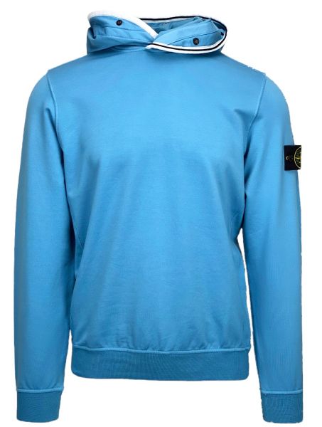 Stone Island Cotton Stretch Fleece-Garment Dyed Hoodie - Dusted Blue