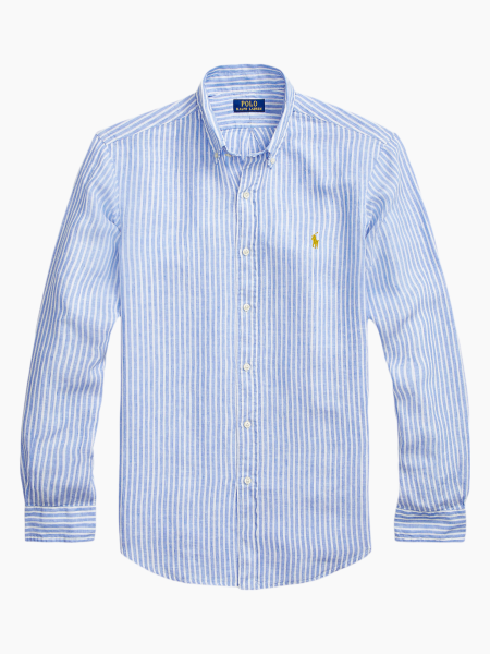 Polo Ralph Lauren Linnen Shirt Gestreept - Lichtblauw