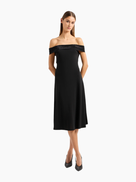 Emporio Armani Viscose Stretch Dress - Zwart