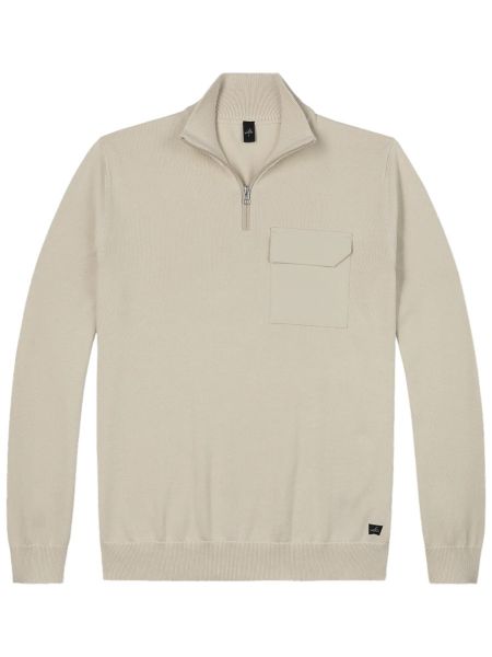 Wahts Lewis Cotton Half Zip Pullover - White Sand