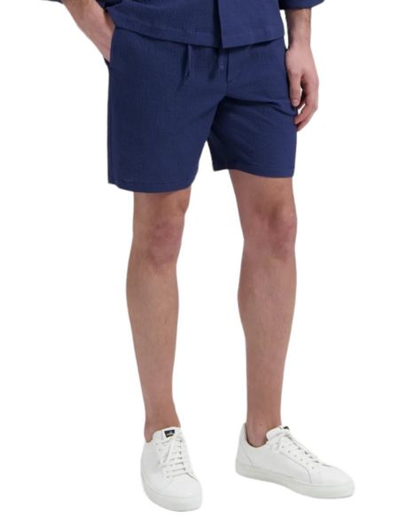 Wahts Jacobs Seersucker Shorts - Navy Blue
