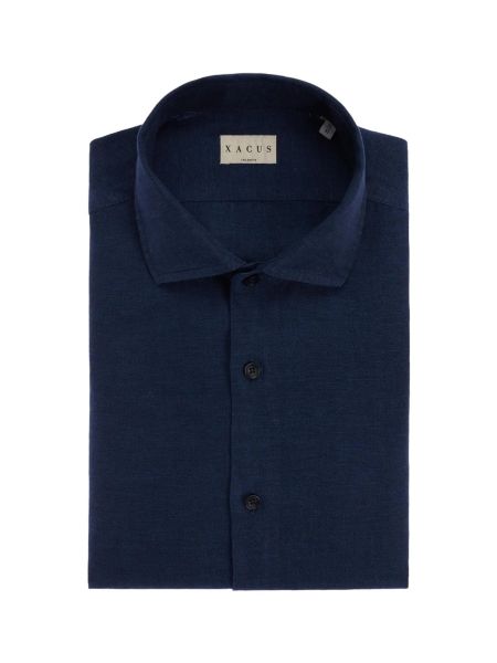 Xacus Linen Shirt - Navy Blue